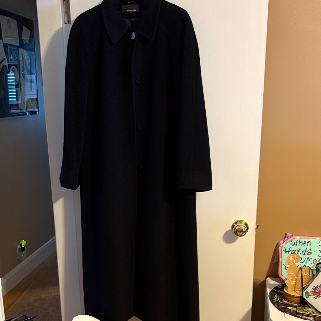 Elegant Black Long Coat Jones New York Size 12 Like New Longer Length
